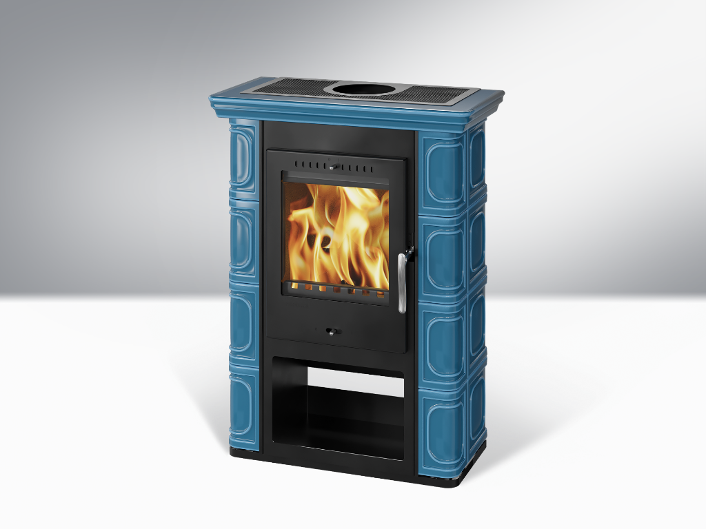 BORGHOLM black ceramic blue forget-me-not