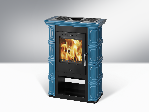 BORGHOLM black ceramic blue forget-me-not